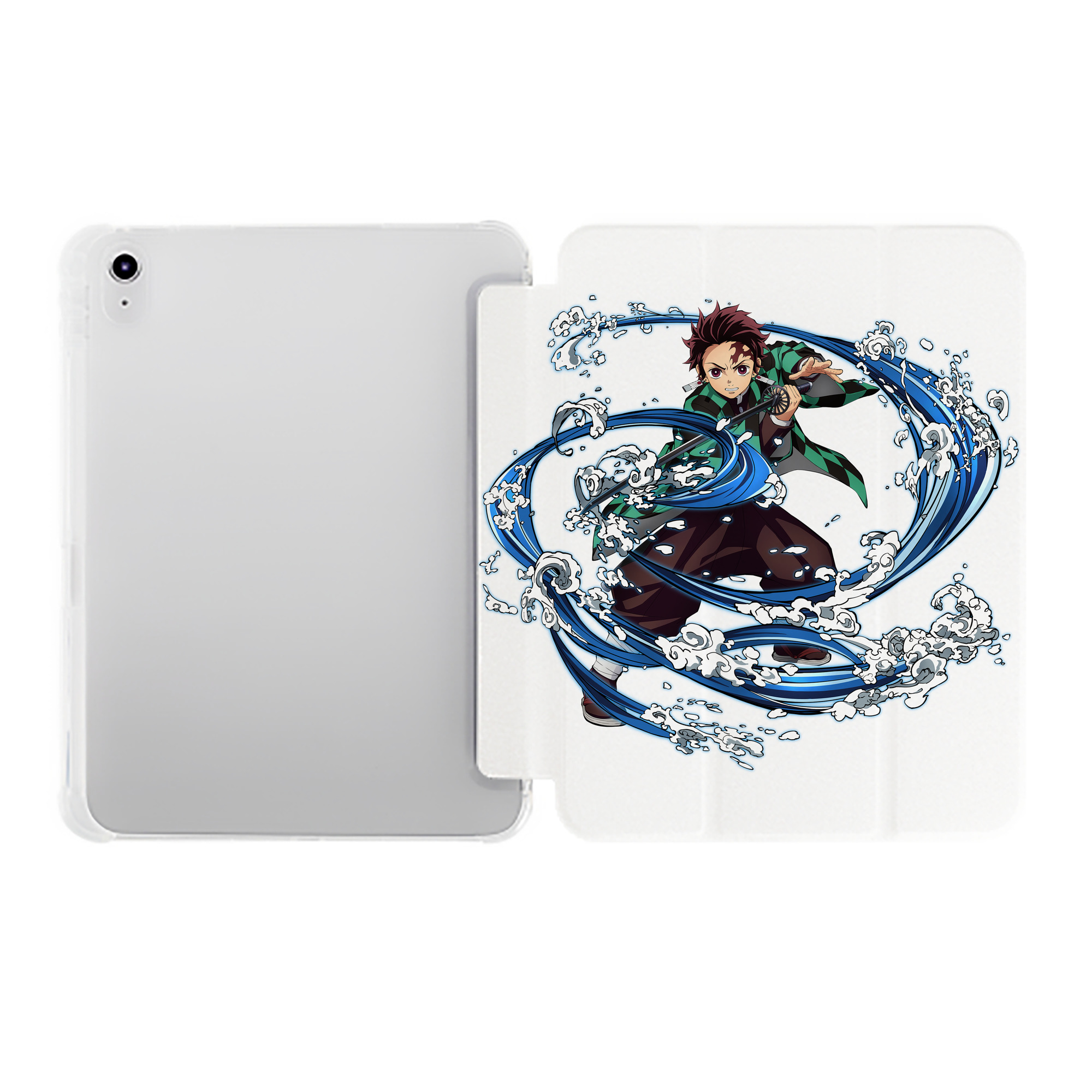 （画像用） 鬼滅の刃 竈門 炭治郎／かまど たんじろう Kamado Tanjirou IPad ケース ペン収納付き 三つ折りスタンド PUレザー×シリコン 対応機種9.5/10.5/10.9インチ